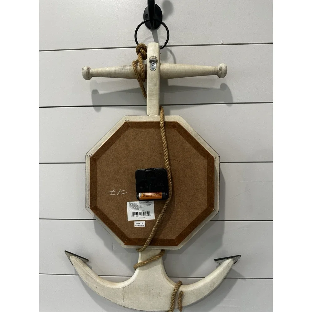 Nautical Anchor & Knot Clock - Coastal Beach Decor